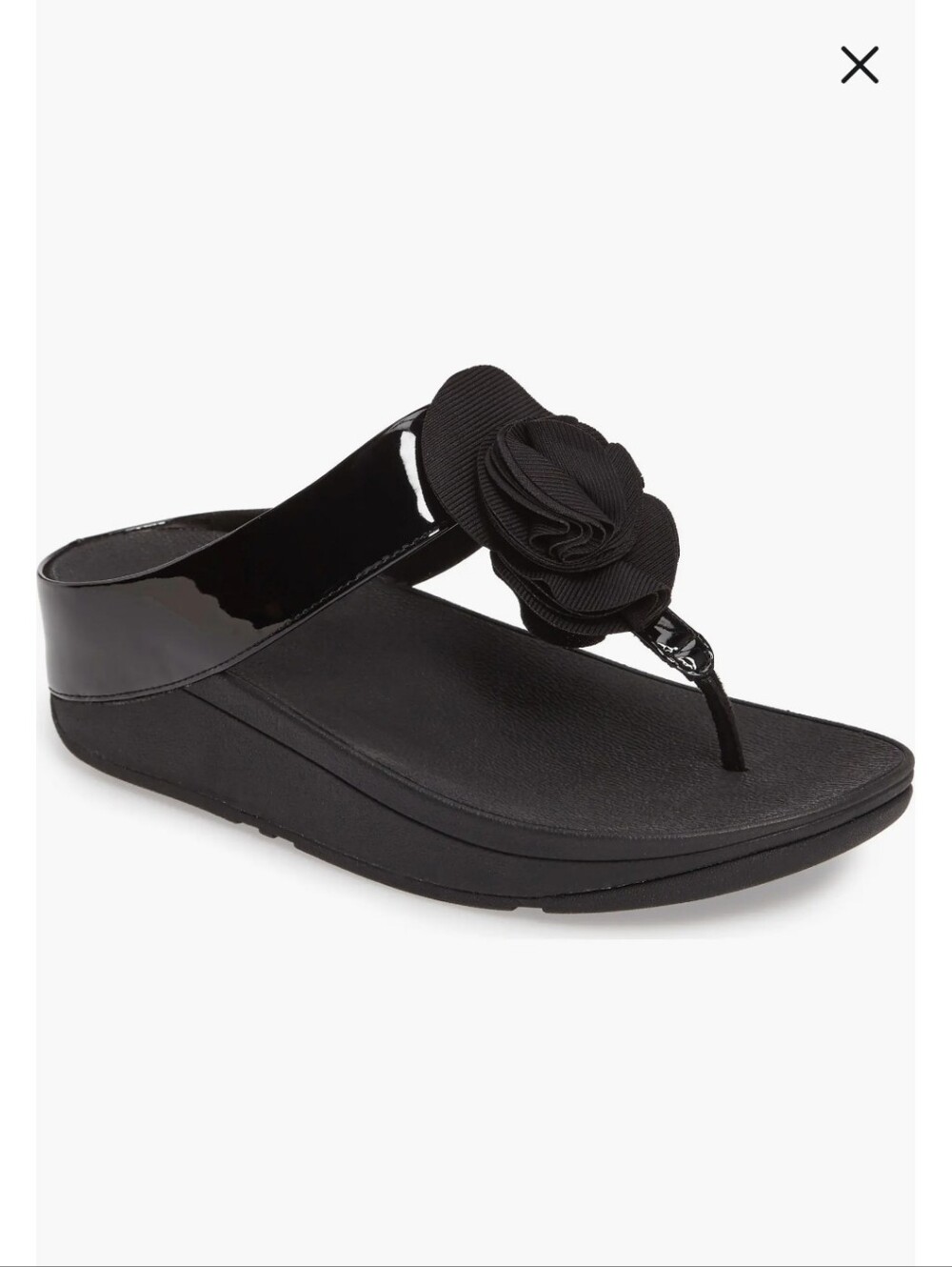 FitFlop Black Floral Toe-Thong Wedge Sandal